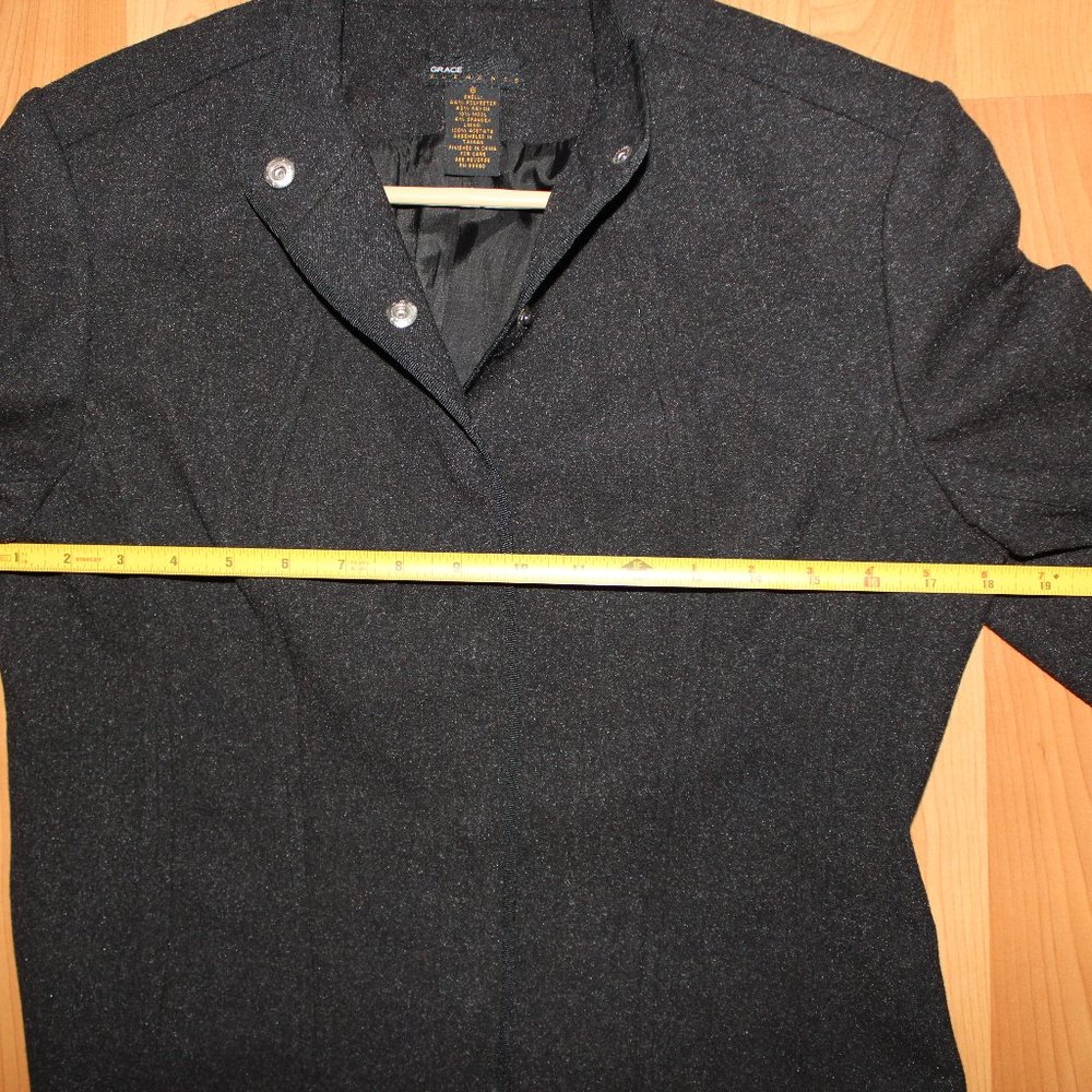Grace Elements Sz 6 Snap Button Gray Wool Blazer - image 6